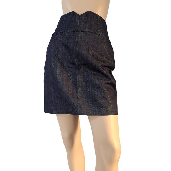 NWT TALULA ARITZIA Mini Skirt Shimmery Silver Indigo 8 - Picture 1 of 9